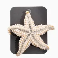 Брошь "Морская звезда", цвет белый в золоте