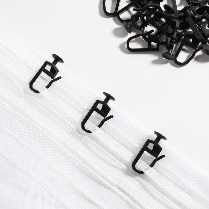 Крючок для штор, гвоздик с замком, 2,5 &times; 1,2 &times; 0,8 см, 20 шт, цвет чёрный