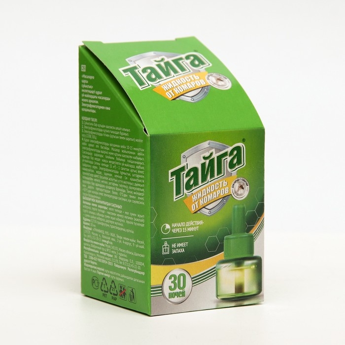 Дополнительный флакон-жидкость от комаров Дополнительный флакон-жидкость от комаров "Тайга" Ликвид, без запаха, 30 ночей, флакон, 30 мл