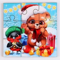 Деревянный пазл &laquo;Новый год! Мишутка и снегирь&raquo;