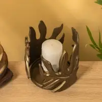 Подсвечник "Языки пламени" алюминий 15,2х15,2х16 см