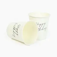 Стакан одноразовый бумажный &laquo;Happy Birthday&raquo;, белый 250 мл