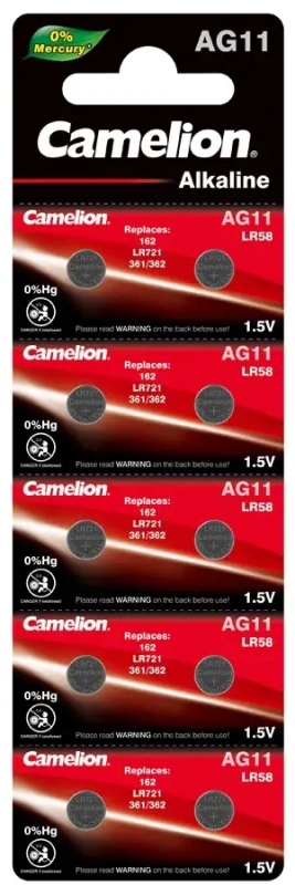 Батарейка Camelion G11/LR721/LR58/362A/162 BL10 Alkaline 1.5V