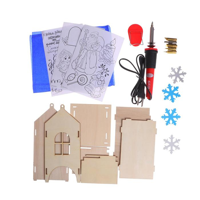 Новогодний набор для выжигания и росписи по дереву &laquo;Новый год! Чайный домик&raquo;