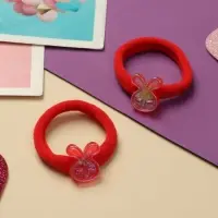 Резинка для волос "Пупсёнок" (набор 2 шт) зайчик, 4 см, красный