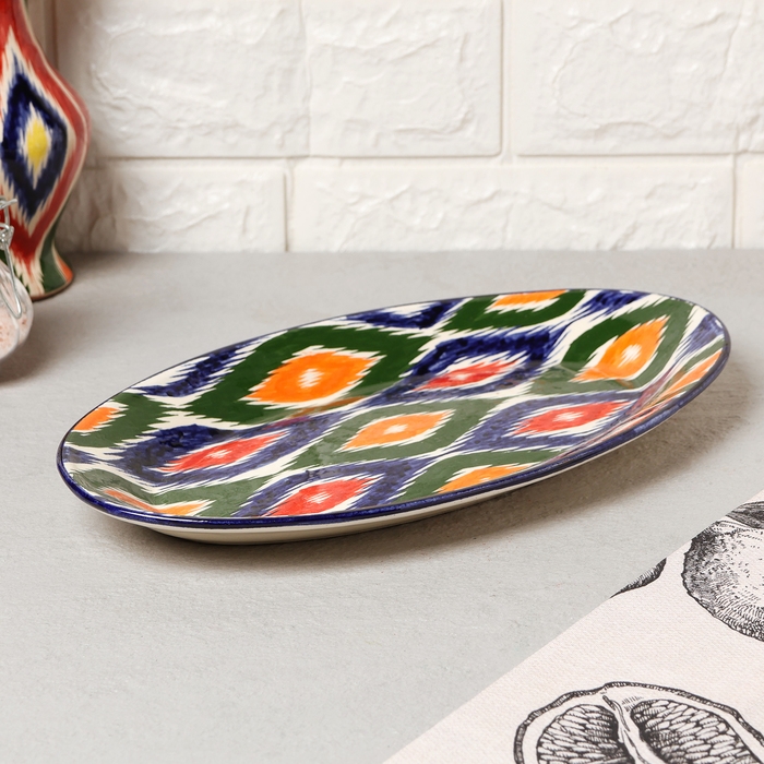 Блюдо Риштанская Керамика Блюдо Риштанская Керамика "Атлас", 29,5 см, разноцветное, овальное