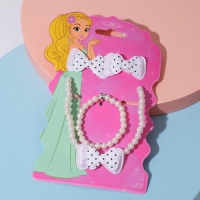 Комплект детский «Выбражулька» 4 предмета: 2 резинки, бусы, браслет, бантики, цвет чёрно-белый Комплект детский «Выбражулька» 4 предмета: 2 резинки, бусы, браслет, бантики, цвет чёрно-белый