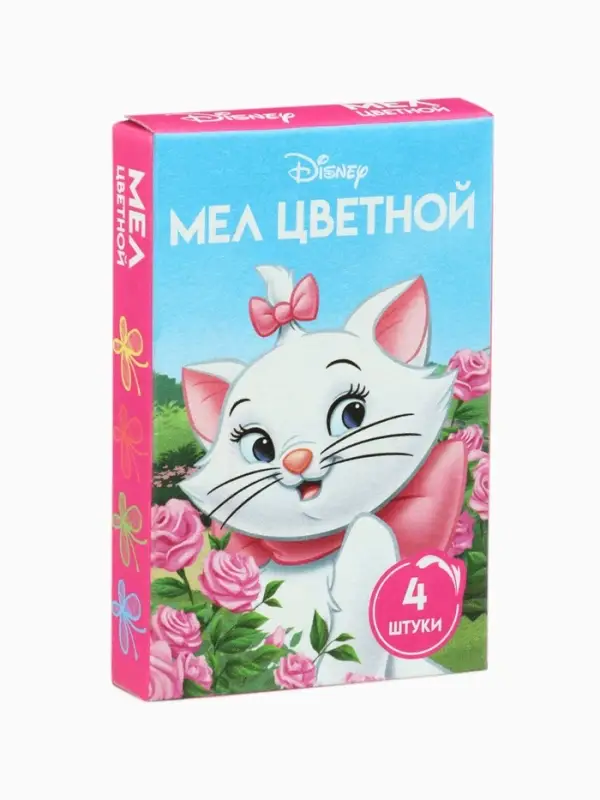 Мелки цветные школьные, 4 шт., Коты аристократы, прямоугольные