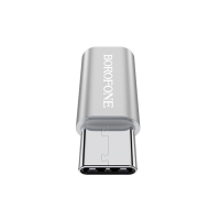 Адаптер Borofone BV4, MicroUSB - Type-C, серебристый