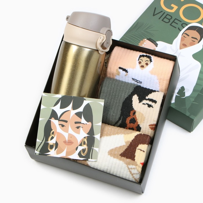 Подарочный набор термос и носки 3 пары KAFTAN Подарочный набор термос и носки 3 пары KAFTAN "Good", р. 36-39 (23-25 см)