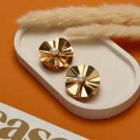 Клипсы &laquo;Тренд&raquo; объёмный цветок, цвет золото