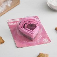 Набор форм для печенья KONFINETTA &laquo;Сердце&raquo;, 10&times;8 см, 3 шт, цвет МИКС