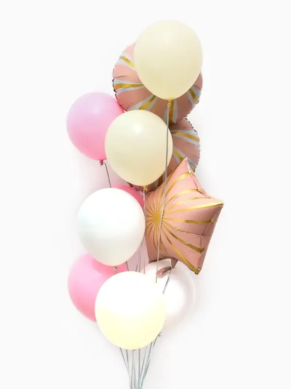 Воздушные шары "Розовые грани" фольга, латекс, набор 12 штук