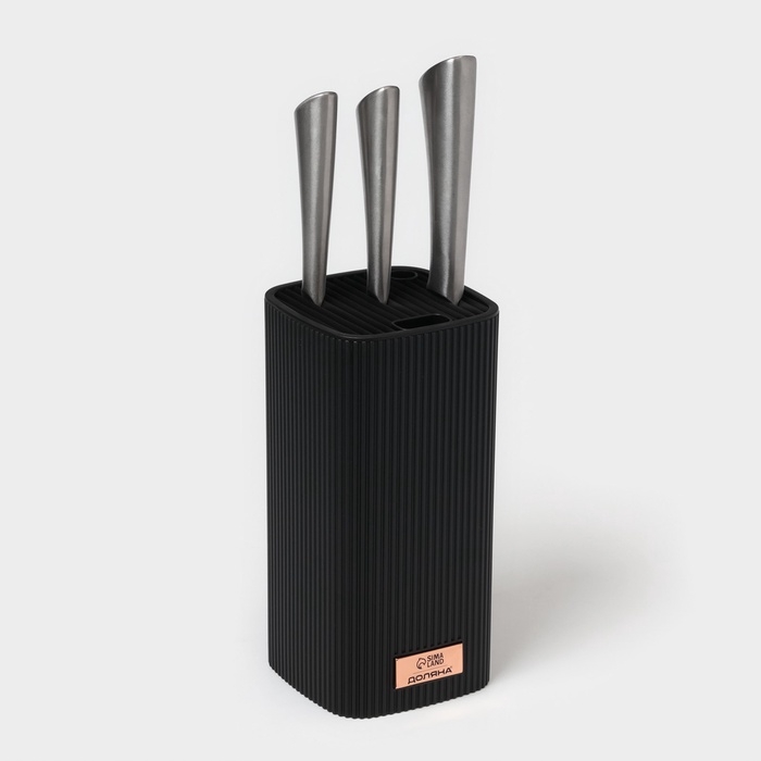 Подставка для ножей Доляна &laquo;Loft&raquo;, 11&times;11&times;22 см, пластик, чёрный