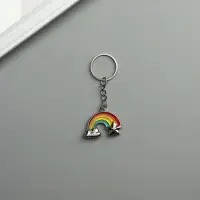 Брелок металл, эмаль "Радуга с облаком и звездой" 3х3,9х0,5 см