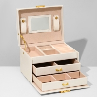 Подставка для украшений &laquo;Шкатулка&raquo; раздвижная с зеркалом, 17.5&times;14&times;13.5, цвет белый