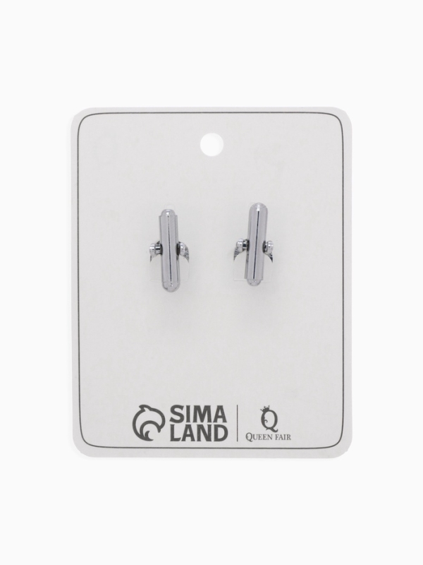 Запонки нержавеющая сталь &laquo;Прямоугольник&raquo; с точечным нанесением, цвет серебро