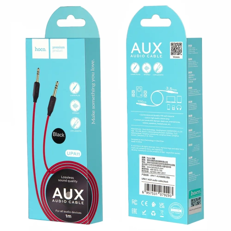 * Кабель UPA11 AUX 1M HOCO черный