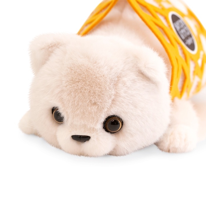 Мягкая игрушка "Кот Барсик в сумке белый" 35 см B1000/35