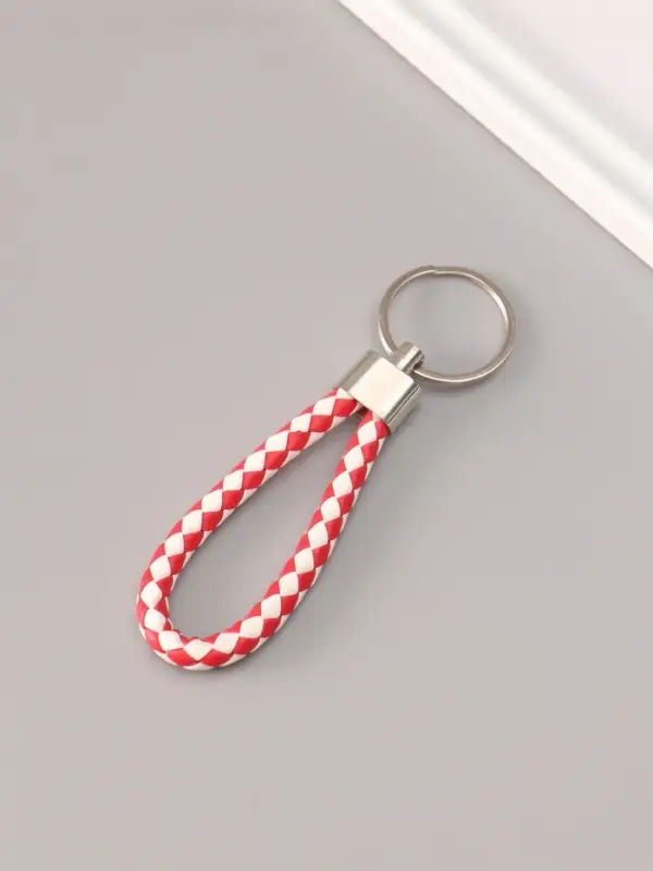 Брелок металл кожзам "Ремешок плетёнка" МИКС 8 см