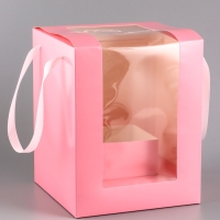 Коробка для цветов, 20 х 20 х 25 см, розовая