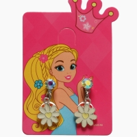 Серьги-клипсы детские "Выбражулька" ромашки с кругом кристалл, цвет жёлто-белый Серьги-клипсы детские "Выбражулька" ромашки с кругом кристалл, цвет жёлто-белый