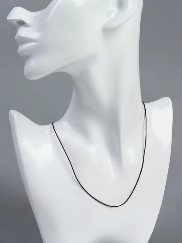 Шнурок каучуковый, неполый, 45 см, d=1 мм, чёрный в серебре