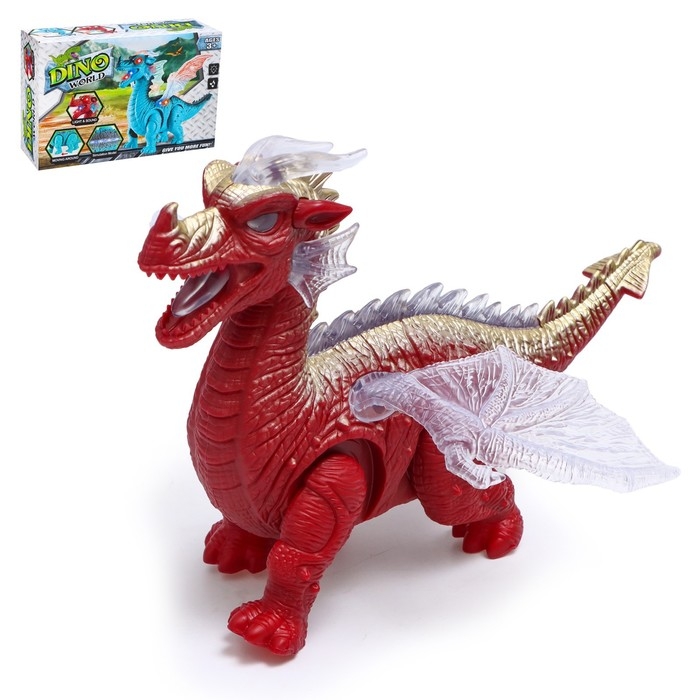Динозавр &laquo;Дракон&raquo;, работает от батареек, световые и звуковые эффекты, цвет красный