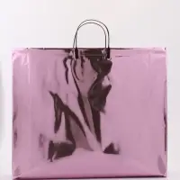 Пакет подарочный ПВХ, голография, розовый, пластиковая ручка, 50&times;42&times;12 см