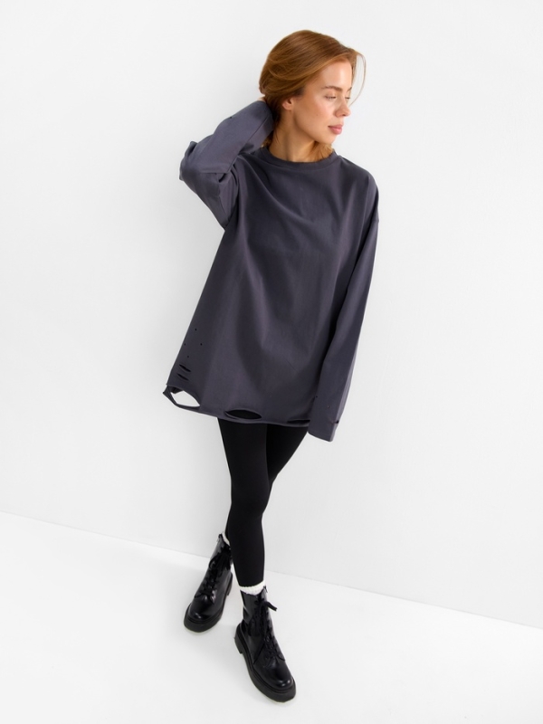 Лонгслив женский MINAKU: One Most Brand, цвет графит, ONESIZE