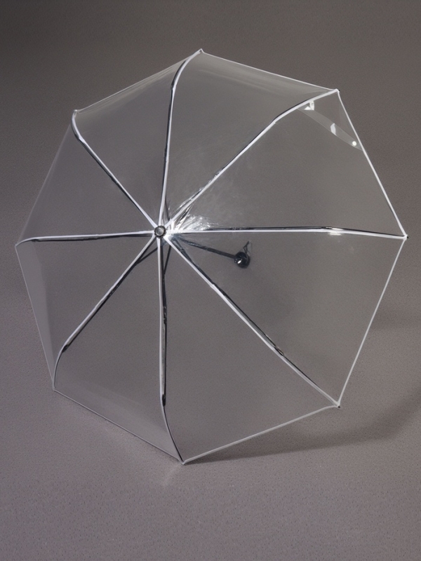 Зонт мех R48/53 8сп 3 сл ПВХ ОДНОТОН круглая ручка белый шильд QF