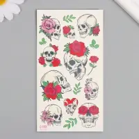 Переводные тату на тело цветные &laquo;Черепа и розы&raquo;, 7.5&times;14 см
