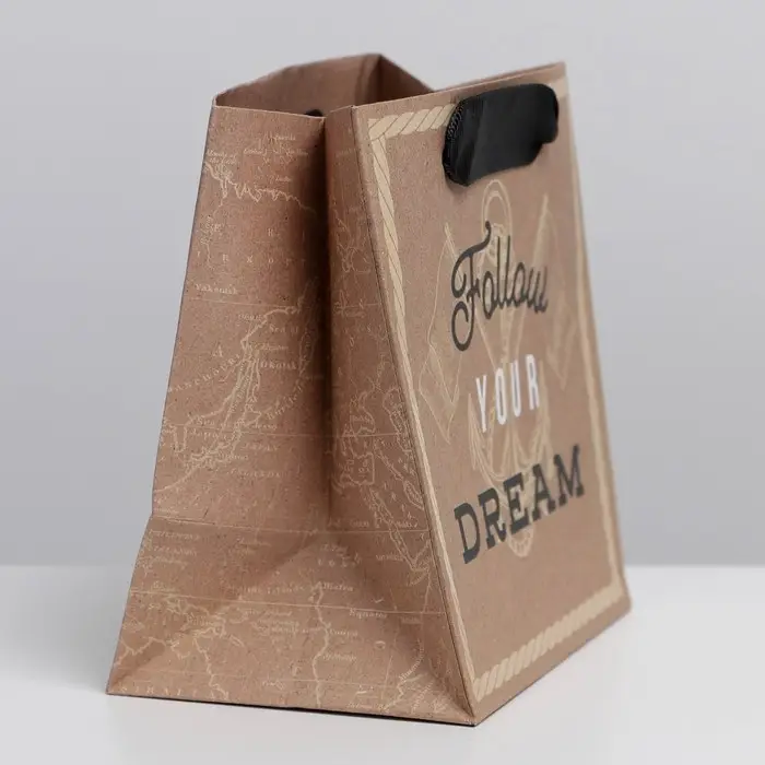 Пакет подарочный крафтовый квадратный, упаковка, &laquo;Follow&raquo;, 14 х 14 х 9 см