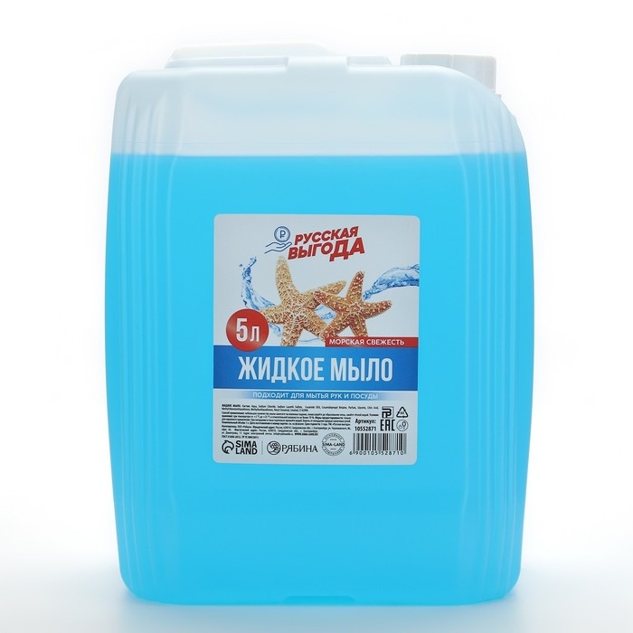 Мыло жидкое кухонное, 5 л (5000 мл), аромат морской свежести, РУССКАЯ ВЫГОДА