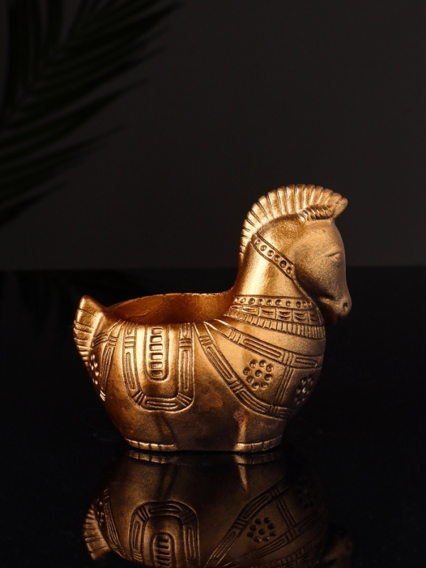 Кашпо "Лошадка с орнаментом" 8х9х6 см, бронза