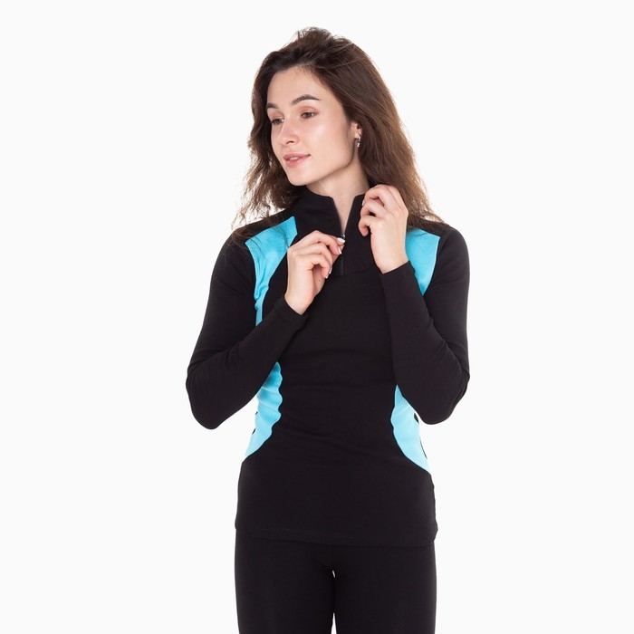 Термобельё женское (джемпер, леггинсы), цвет чёрный/голубой, размер 42 Термобельё женское (джемпер, леггинсы), цвет чёрный/голубой, размер 42