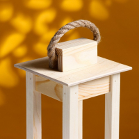 Кашпо деревянное 11&times;11&times;24 см "Фонарик", ручка верёвка, натуральный Дарим Красиво