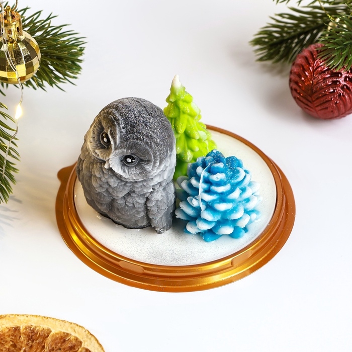 Фигурное мыло - набор "Сова, елка, шишка" 120гр