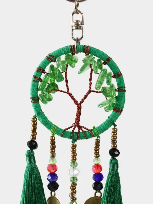 Брелок ловец снов "Древо" 19 см, цв. зелёный