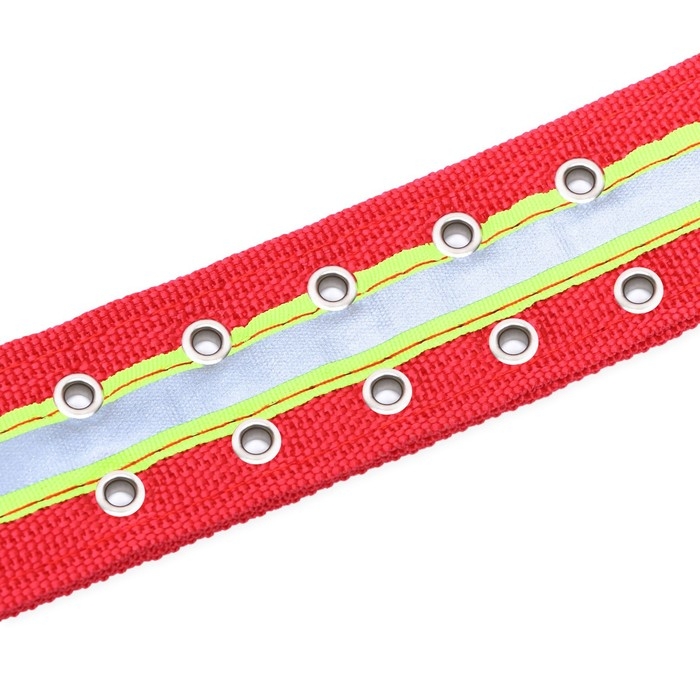 Ошейник четырехслойный светоотражающий с вертлюгом, 65 х 4 см, красный