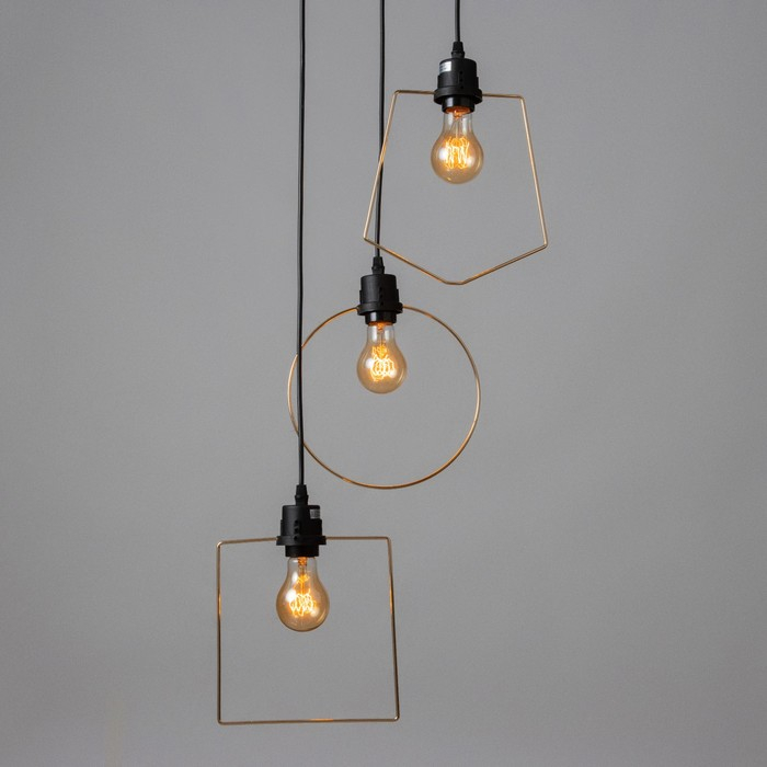 Светильник ЭкономСвет "Фиори" 3x40Вт E27 черный-золото 42х42х78 см.