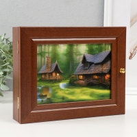 Ключница "Домики" 19х24 см орех