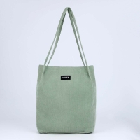 Сумка шопер вельветовый без застёжки, зелёный