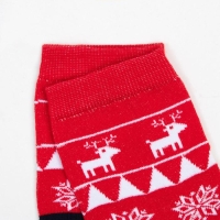 Носки детские &laquo;Узоры и олени&raquo; цвет красный, размер 22-24