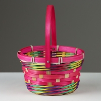 Корзина плетеная, D18 х 11 х 24 см, розовая, бамбук