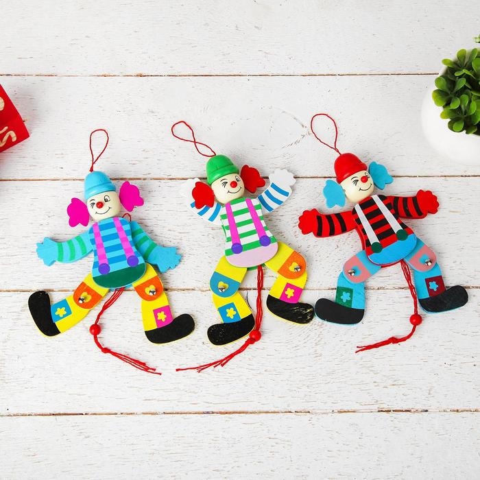 Сувенир-дергунчик &laquo;Клоун в цветной рубашке&raquo;, цвета МИКС