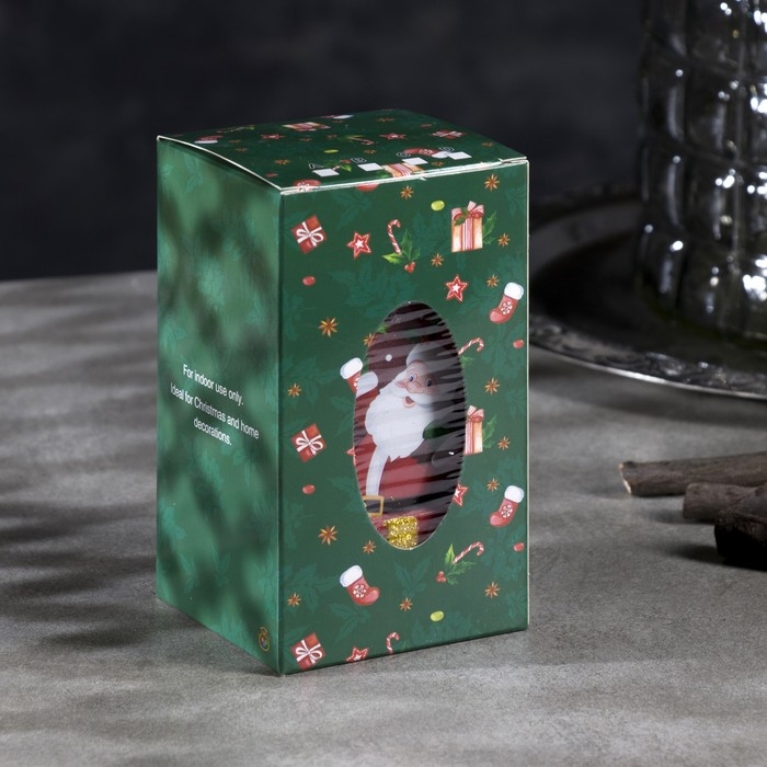 Светодиодная фигура &laquo;Красный подарок с Дедом Морозом&raquo; 6.3 &times; 11.5 &times; 6.3 см, пластик, батарейки АААх3 (не в комплекте), эффект пламени