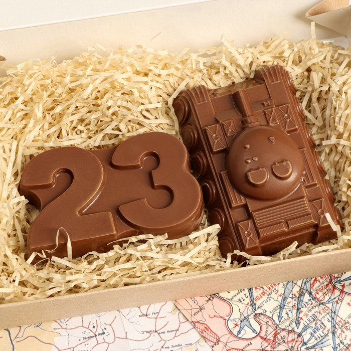 Шоколадные фигурки, 2 в 1 «23 февраля + Танк», 160 г Шоколадные фигурки, 2 в 1 «23 февраля + Танк», 160 г