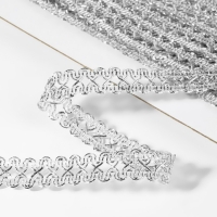 Тесьма декоративная &laquo;Песочные часы&raquo;, 14 мм, 10 &plusmn; 1 м, цвет серебряный