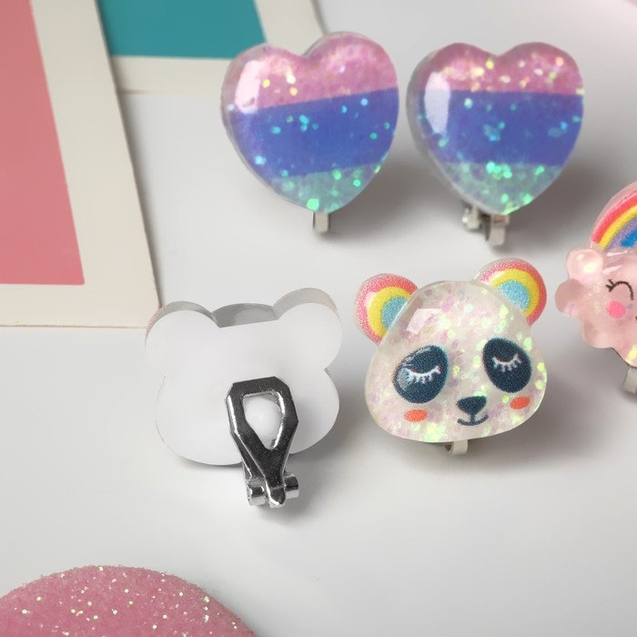 Набор клипс детских (3 пары) &laquo;Выбражулька&raquo; радужное настроение, цветной